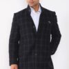 PLT8367 DEWBERRY MEN'S COAT-PATTERNED NAVY BLUE