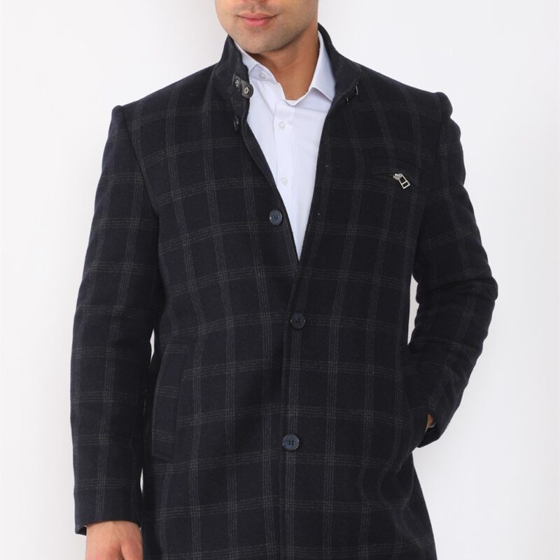 PLT8367 DEWBERRY MEN'S COAT-PATTERNED NAVY BLUE