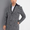 PLT8371 DEWBRRY MEN'S COAT-PATTERNED NAVY BLUE