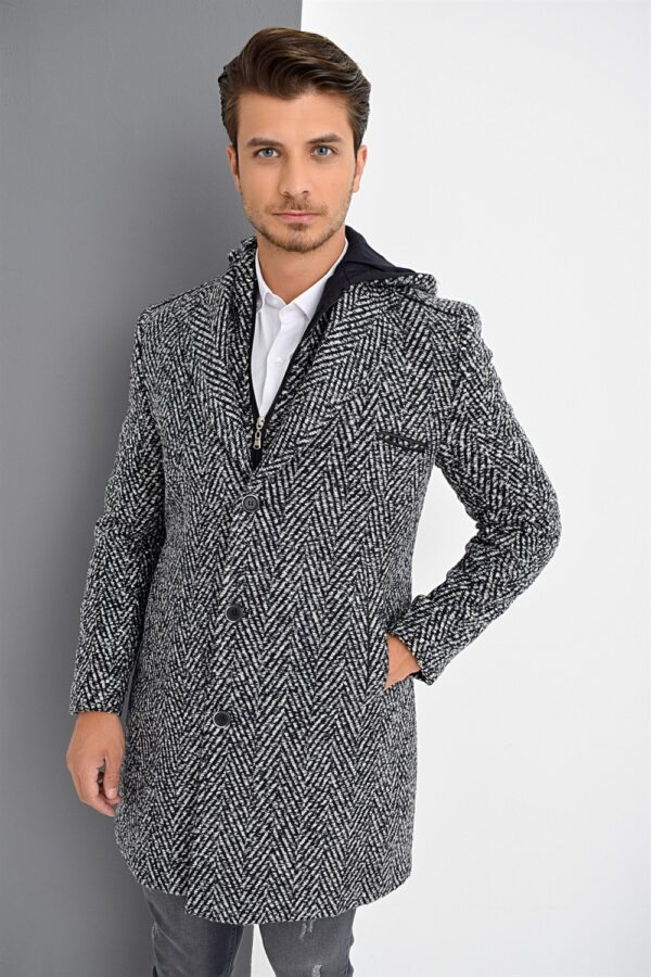 PLT8371 DEWBRRY MEN'S COAT-PATTERNED NAVY BLUE