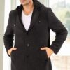 PLT8376 DEWBERRY MEN'S COAT-PATTERNED LIGHT BLACK