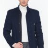 PLT8378 DEWBERRY MEN'S COAT-PLAIN NAVY BLUE