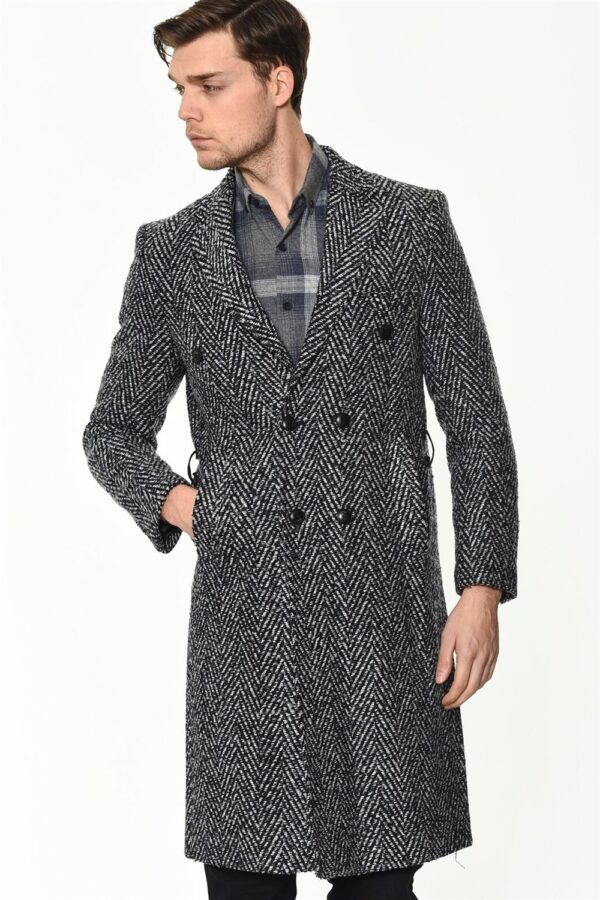 PLT8382 DEWBERRY MEN'S COAT-PATTERNED NAVY BLUE