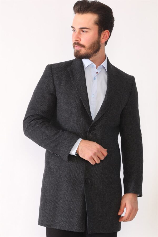 PLT8390 DEWBERRY MEN'S COAT-PATTERNED ANTHRACITE