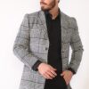 PLT8398 DEWBERRY MEN'S COAT-PLAID-BLACK