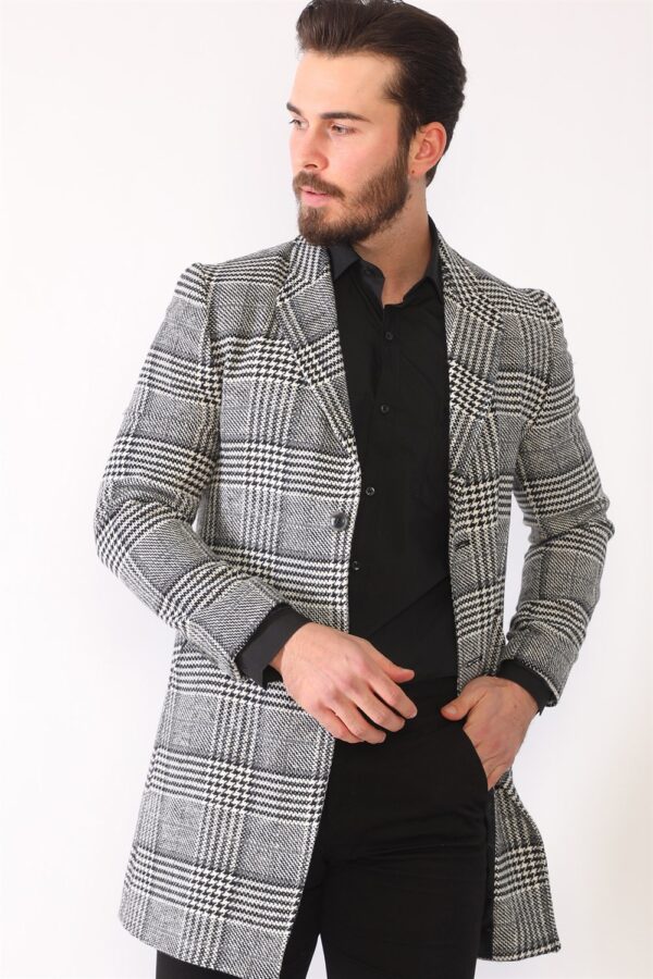 PLT8398 DEWBERRY MEN'S COAT-PLAID-BLACK