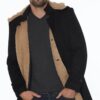 PLT8399 DEWBERRY SUEDE LOOK MEN'S COAT-BLACK