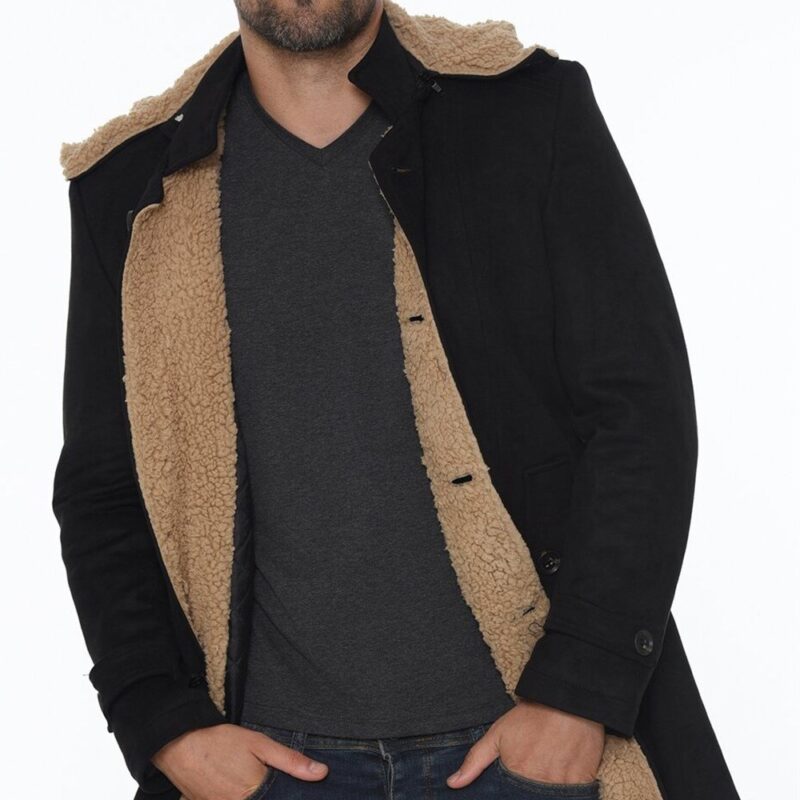 PLT8399 DEWBERRY SUEDE LOOK MEN'S COAT-BLACK