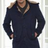 PLT8399 DEWBERRY SUEDE LOOK MEN'S COAT-NAVY BLUE-2