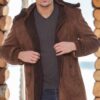 PLT8399 DEWBERRY SUEDE LOOK MEN'S COAT-PLAIN BROWN