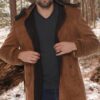 PLT8399 DEWBERRY SUEDE LOOK MEN'S COAT-PLAIN CAMEL