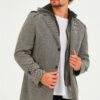 PLT8401 DEWBERRY MEN'S COAT-DIAGONAL GREY