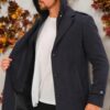 PLT8401 DEWBERRY MEN'S COAT-LIGHT DIAGONAL NAVY BLUE