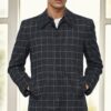 PLT9206 DEWBERRY MEN'S COAT-PATTERNED NAVY BLUE
