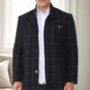 PLT9367 DEWBERRY MEN'S COAT-PATTERNED NAVY BLUE