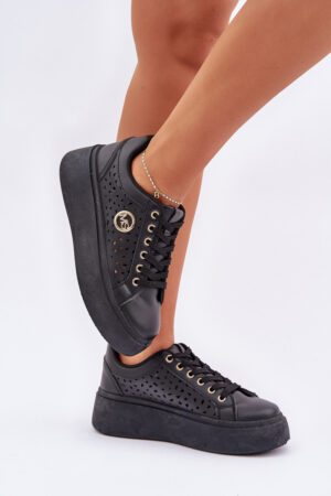 PM1 Lézeres Sneakers Arany Részlettel Fekete Cassildi
