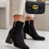 PS1 Meleg Eco Suede női bokacsizma sarkú cipzárral Black Erillia