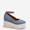 PS1 Női farmer Wedge Espadrilles Blue Malla