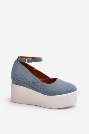 PS1 Női farmer Wedge Espadrilles Blue Malla