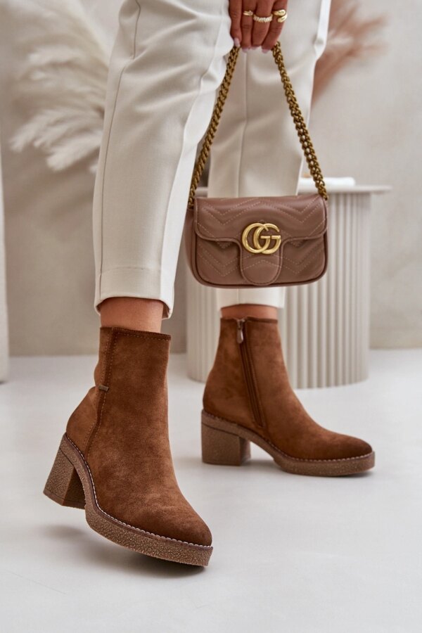PS1 Női sarkú csizma szigetelt Eco Suede Khaki Arkesia