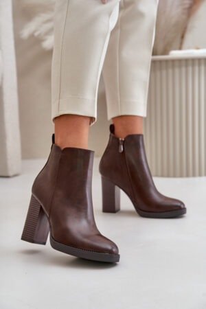 PS1 Szigetelt női sarkú csizma Eco Leather sötétbarna Teresine