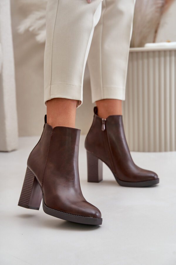 PS1 Szigetelt női sarkú csizma Eco Leather sötétbarna Teresine