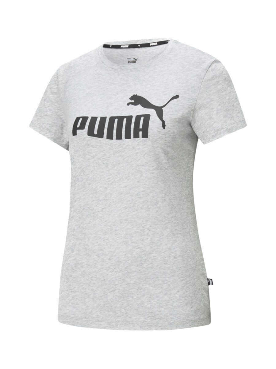 PUMA Funkcionális felső 'Essential Logo Tee'  szürke melír / fekete-hu