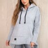 Padded sweatshirt with a long back and a grey hoodie