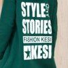 Padded sweatshirt with a long back and hood dark green
