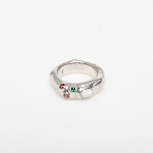 Palm Angels Oval Melted Strass Ring Silver/ Multicolor 60-alacsony-ár