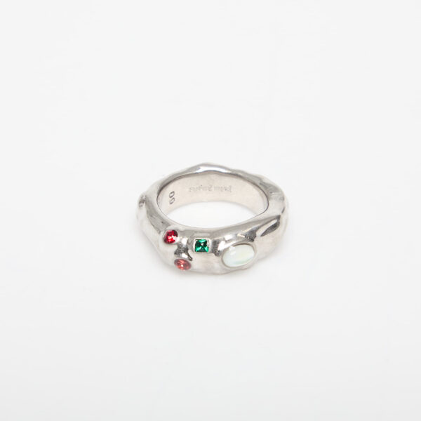 Palm Angels Oval Melted Strass Ring Silver/ Multicolor 60-alacsony-ár