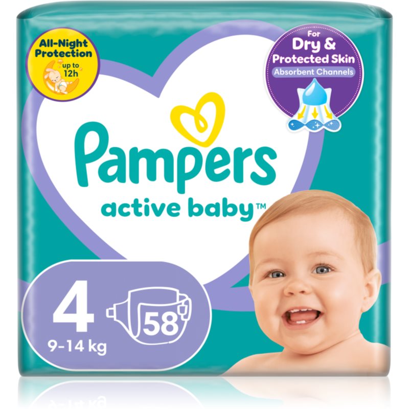 Pampers Active Baby Size 4 eldobható pelenkák 9-14 kg 58 db-Ár