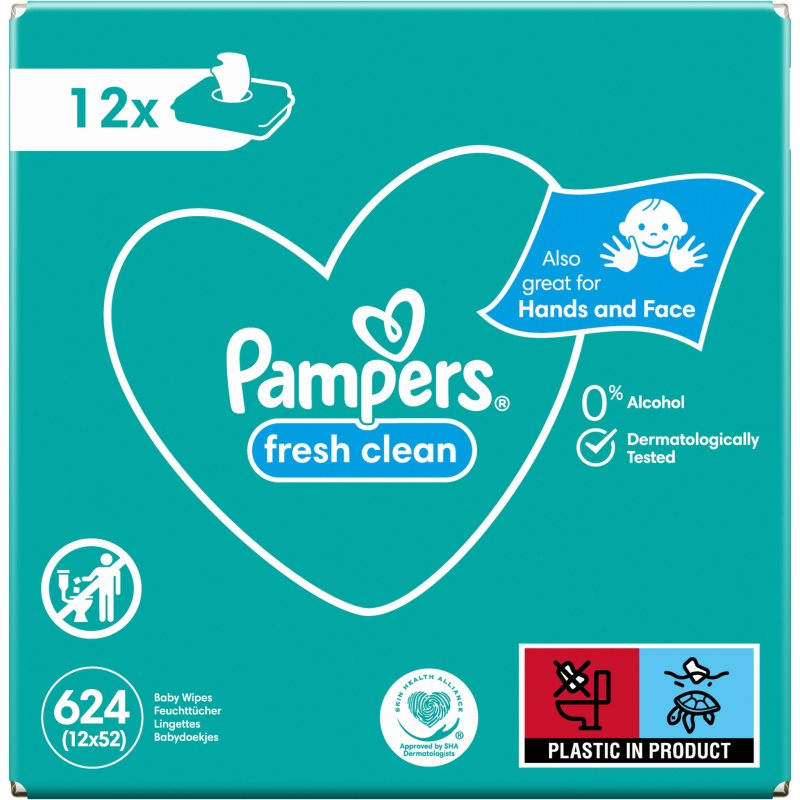 Pampers Fresh Clean nedves törlőkendő gyerekeknek az érzékeny bőrre 12x52 db-Ár