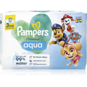 Pampers Harmonie Aqua Paw Patrol nedves tisztító törlőkendők gyermekeknek 144 db-ár