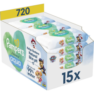 Pampers Harmonie Aqua Paw Patrol nedves tisztító törlőkendők gyermekeknek 720 db-ár