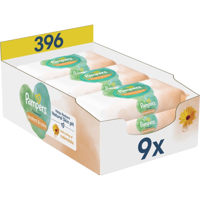 Pampers Harmonie Protect&Care nedves törlőkendő gyerekeknek körömvirággal 396 db-Ár