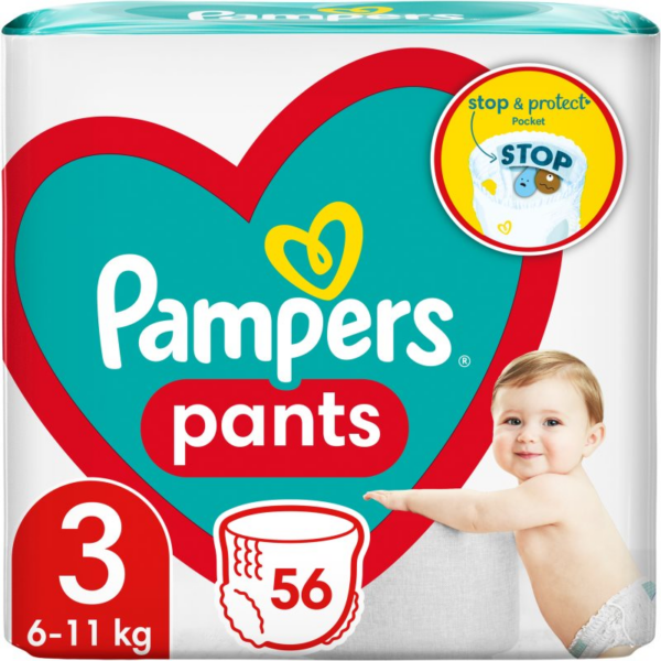 Pampers Pants Size 3 eldobható nadrágpelenkák 6-11 kg 56 db-Ár