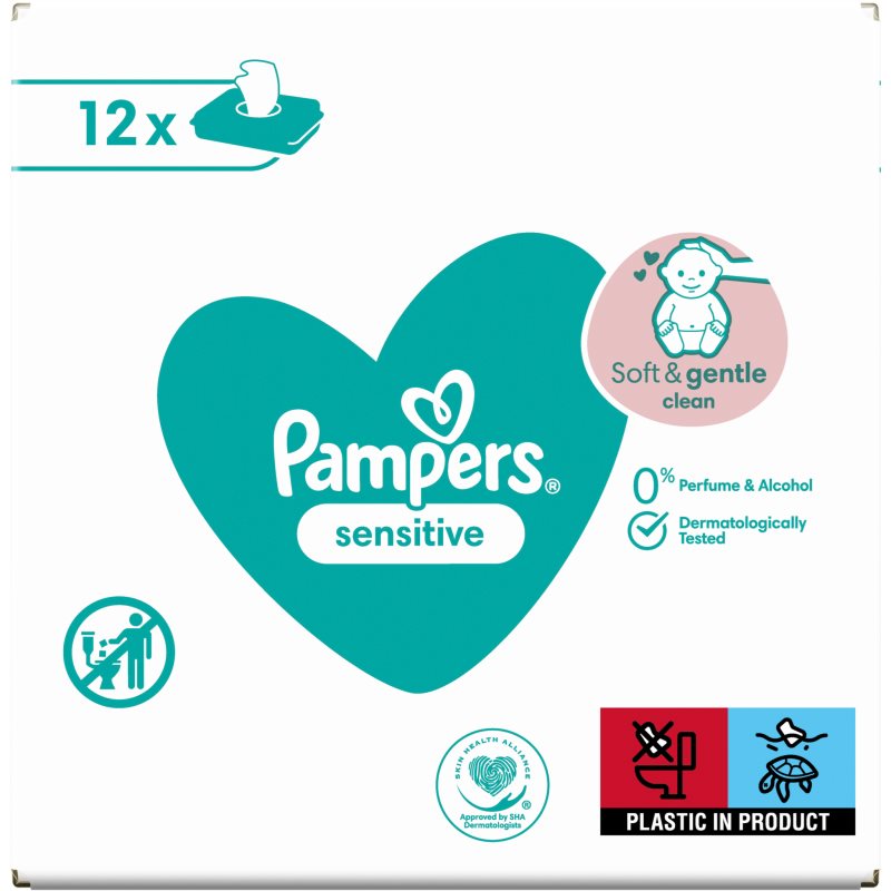 Pampers Sensitive nedves törlőkendő gyerekeknek az érzékeny bőrre 12x52 db-Ár