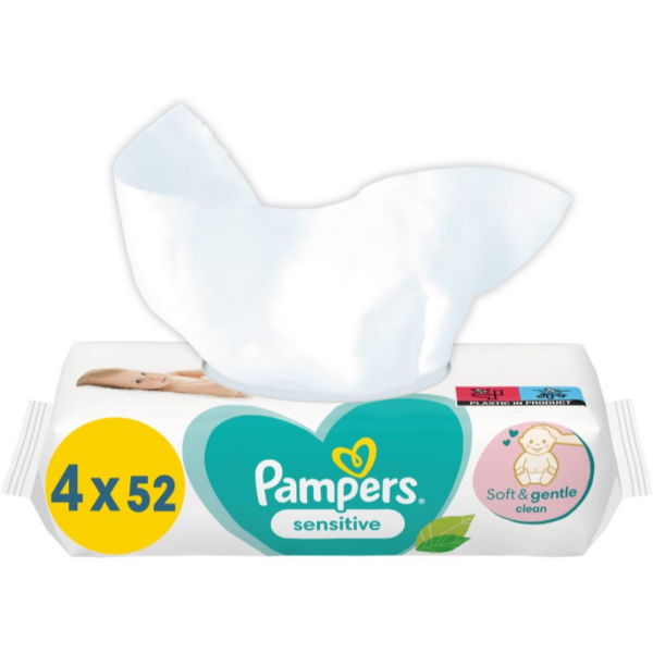 Pampers Sensitive nedves törlőkendő gyerekeknek az érzékeny bőrre 4x52 db-Ár