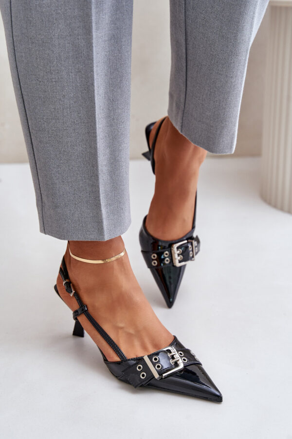 Patent leather pumps with buckle black Zeisia