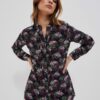 Patterned viscose shirt - black