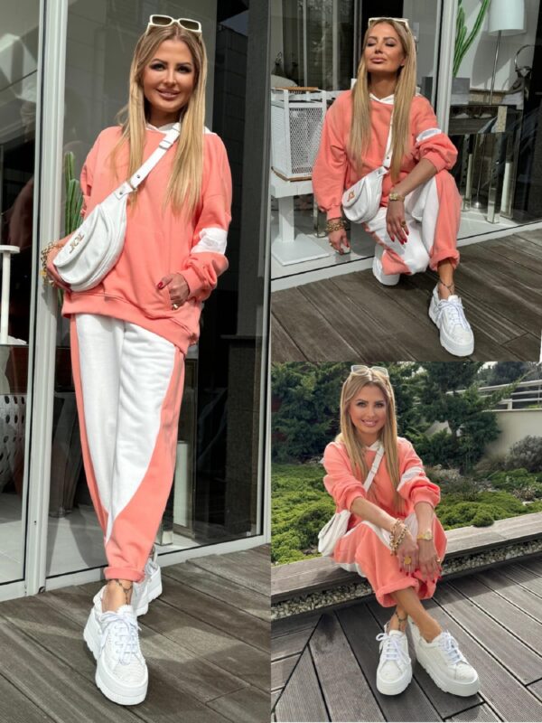 Peach and white tracksuit set By o la la