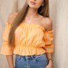 Peach blouse without shoulders