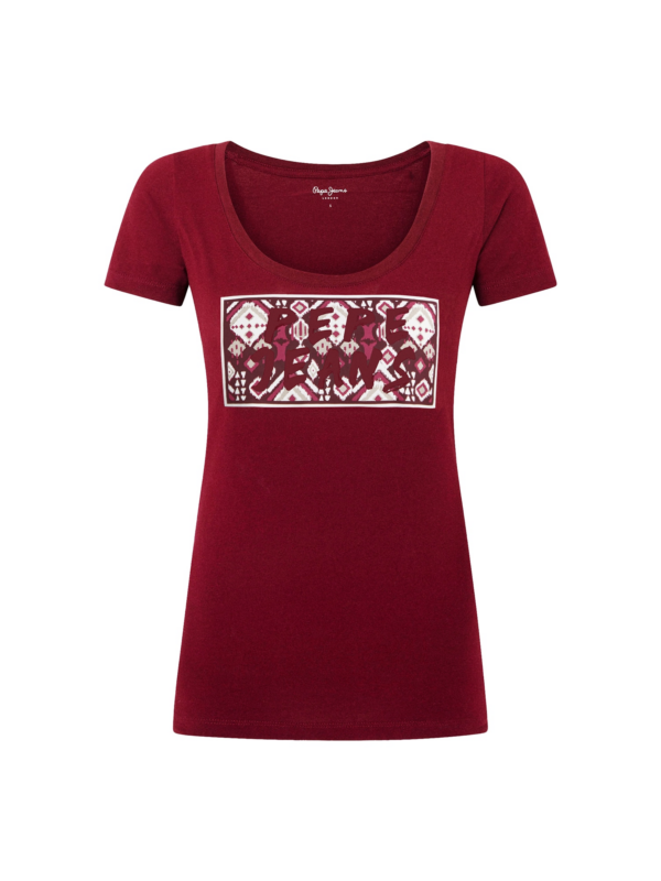 Pepe Jeans Póló 'Brandi'  rózsaszín / burgundi vörös / fehér-Ár