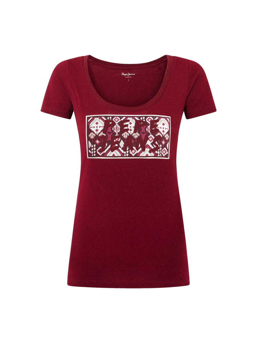 Pepe Jeans Póló 'Brandi'  rózsaszín / burgundi vörös / fehér-Ár