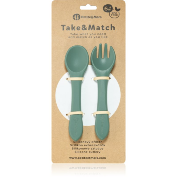 Petite&Mars Take&Match Silicone Cutlery étkészlet Misty Green 6 m+ 2 db-Ár