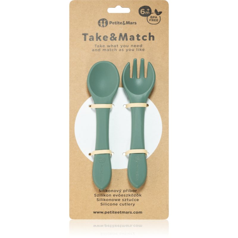 Petite&Mars Take&Match Silicone Cutlery étkészlet Misty Green 6 m+ 2 db-Ár