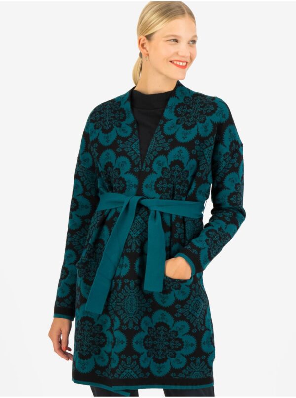 Petroleum-black women's patterned cardigan Blutsgeschwister La B - Women's