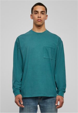 Pigment-dyed long-sleeved pocket teal