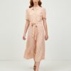 Pink Floral Shirt Midi Dress Pieces Miller - Women